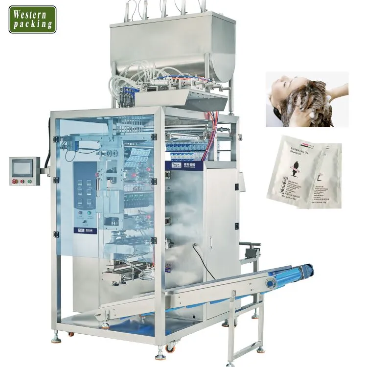 Machine d'emballage de sachets de shampooing multi-lignes