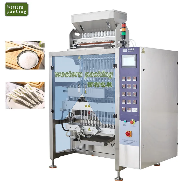 Machine d'emballage de sachets de sucre multilignes