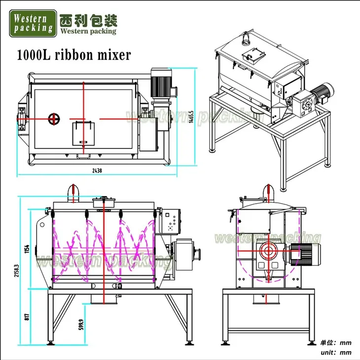 dry powder ribbon blender machine