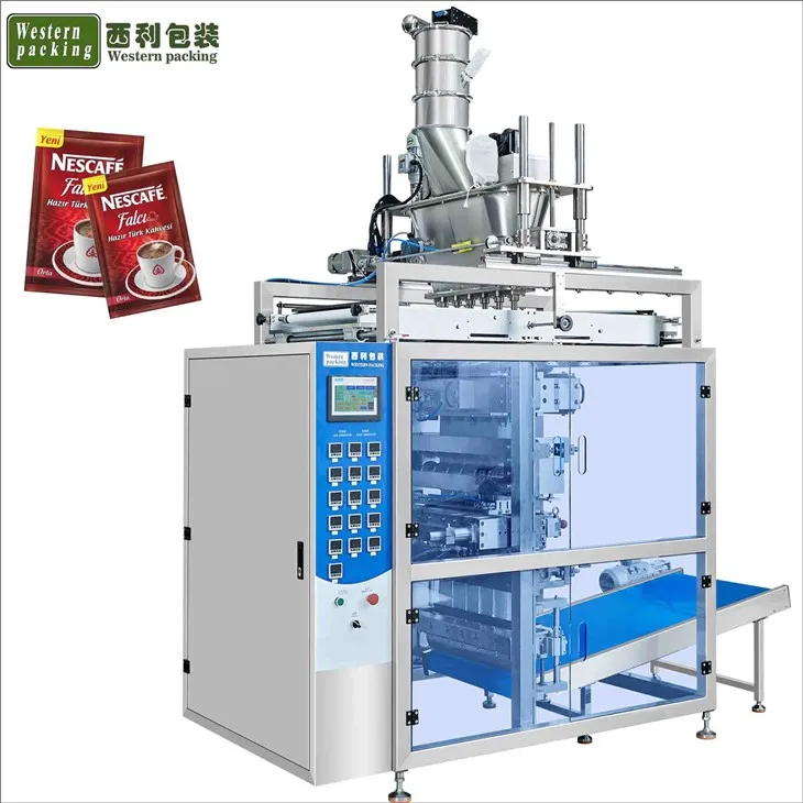 Machine d'emballage de sachets à scellage latéral multivoies à 4 voies