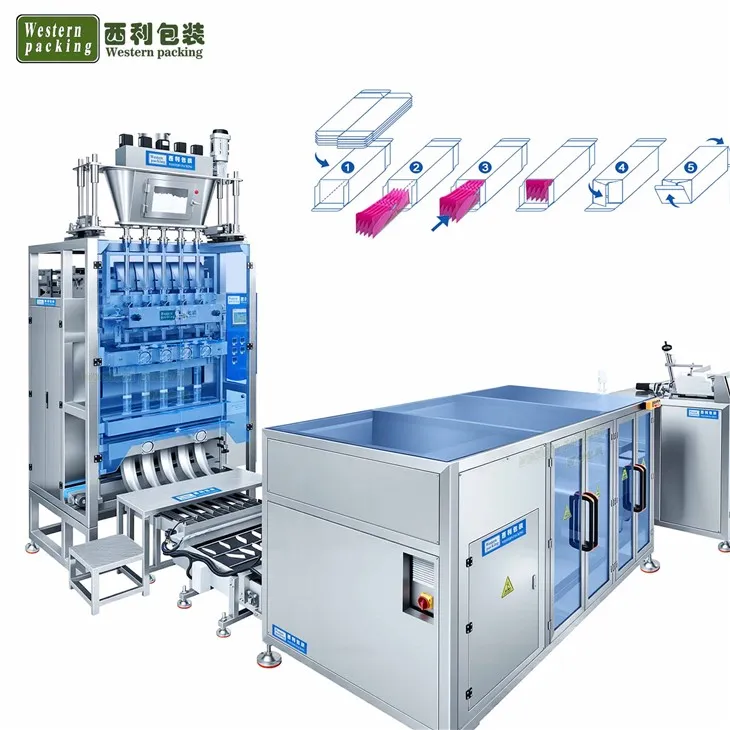 Machine de cartonnage de paquets de sachets de bâton